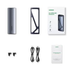 Ugreen Ohišje za disk M.2 NVMe 10 Gbps + kabel USB-C – USB-A / USB-C – USB-C – črno