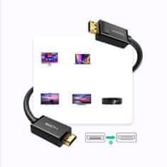 Ugreen DisplayPort kabel HDMI 4K HDR 3D 3 m črn