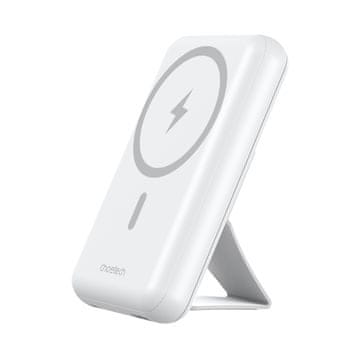 Choetech Powerbank 10000 mAh 20 W MagSafe USB-A USB-C s funkcijo stojala – bela