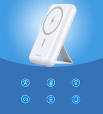 Choetech Powerbank 10000 mAh 20 W MagSafe USB-A USB-C s funkcijo stojala – bela