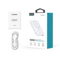 Choetech Powerbank 10000 mAh 20 W MagSafe USB-A USB-C s funkcijo stojala – bela