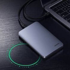 Ugreen Ohišje za trdi disk 2,5'' SATA 3.0 6 Gbps + kabel USB – USB-C 0,5 m, sivo