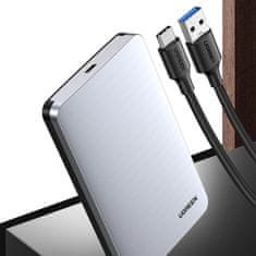 Ugreen Ohišje za trdi disk 2,5'' SATA 3.0 6 Gbps + kabel USB – USB-C 0,5 m, sivo