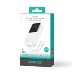 Joyroom Mini powerbank 10000mAh z vgrajenimi kabli JR-PBC06 30W bela
