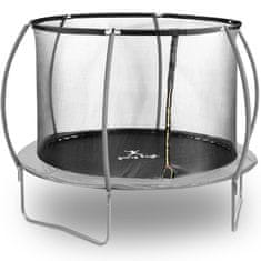Gymrex Vrtna trampolina z mrežo in zaščito za vzmeti, premer 305 cm, do 100 kg, črno-siva