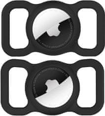 HURTEL Silikonska torbica za lokator Apple AirTag za ovratnico psa ali mačke - črna