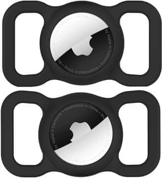 HURTEL Silikonska torbica za lokator Apple AirTag za ovratnico psa ali mačke - črna