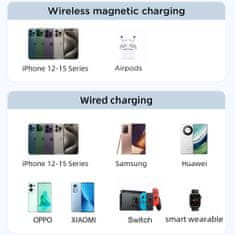 Joyroom Magnetni powerbank 10000 mAh 20 W s stojalom + kabel Lightning – USB-C, bel
