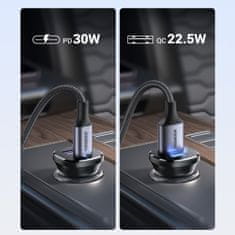 Ugreen Avtomobilski polnilnik USB-C USB-A 30 W – črn