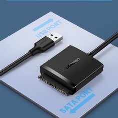 Ugreen Kabel Adapter za HDD in SSD disk SATA 2,5'' / 3,5'' USB 3.0 do 12 TB - črn