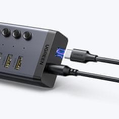 Ugreen 7v1 večfunkcijski HUB razdelilnik USB-C - 7x USB 3.0 PD DC 12V siv