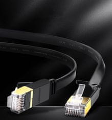 Ugreen Ploščat patchcord kabel omrežni kabel LAN STP RJ45 Cat 7 10 Gbps 10 m črn
