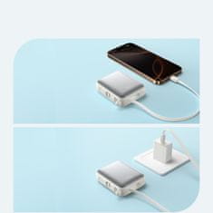 Joyroom Powerbank 10000mAh 22,5W z vgrajenimi kabli USB-C Lightning - bela