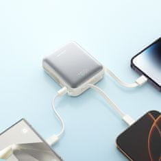 Joyroom Powerbank 10000mAh 22,5W z vgrajenimi kabli USB-C Lightning - bela
