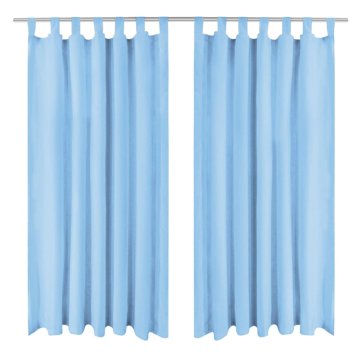Vidaxl Zavese iz mikro satena 2 kosa z zankami 140x225 cm turkizne