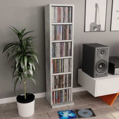 Vidaxl Omarica za CD plošče betonsko siva 21x20x88 cm konstruiran les