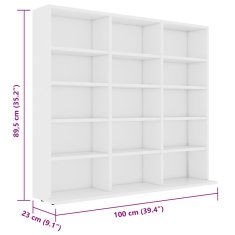 Vidaxl Omarica za CD plošče bela 100x23x89,5 cm iverna plošča