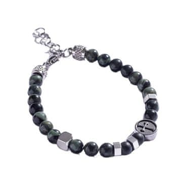 Marc Malone Moška zapestnica iz perlic z zelenim jaspisom MCGB5024