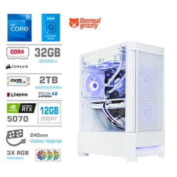 MEGA Računalnik MT S8 i7-12700K/RTX5070/32GB/2TB-4.0/750W/Brez OS/bela RGB + Estetski napajalni kabli [Vijolična / Bela]