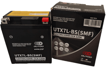 Outdo UTX7L-BS akumulator za motor YTX7L-BS • 12V 7Ah • DXŠXV: 114x70x130 • CCA 120 A