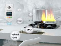 BergMont Senzor za zaznavanje uhajanja zemeljskega plina, metana, etana, LPG, ogljikovega monoksida CO, temperature, vlažnosti 4v1, 5 let, alarm 85 dB, LED zaslon