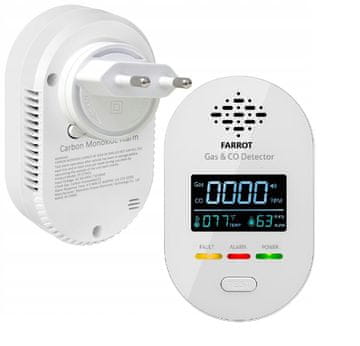 BergMont Senzor za zaznavanje uhajanja zemeljskega plina, metana, etana, LPG, ogljikovega monoksida CO, temperature, vlažnosti 4v1, 5 let, alarm 85 dB, LED zaslon