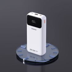 DUDAO Powerbank 20000mAh z vgrajenimi kabli iPhone Lightning USB-C USB-A 22,5W PD - bela