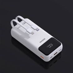 DUDAO Powerbank 20000mAh z vgrajenimi kabli iPhone Lightning USB-C USB-A 22,5W PD - bela