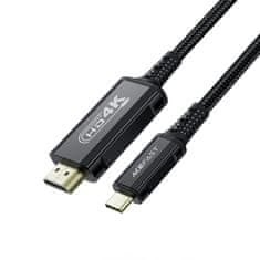 AceFast USB-C na HDMI 4K 60Hz HDR avdio-video kabel 1,8 m - črn