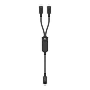 AceFast 2v1 dvojni kabel USB-C - 2x USB-C 100 W 480 Mb/s - črn