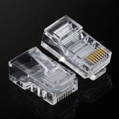 Ugreen RJ45 8P8C UTP Cat. 5 5e prozorni končni vtič za krivljenje, 100 kosov.