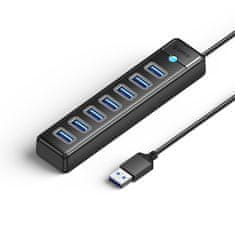 Orico Razdelilnik PW7U-U3 7x USB-A USB-C 5V 3A 1m - črn