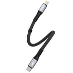 DUDAO Kabel, ploski kabel, kratek za iPhone USB-C - Lightning L10P PD 20W 23cm črn