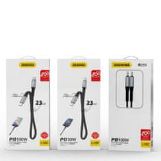 DUDAO Kabel, ploski kabel, kratek za iPhone USB-C - Lightning L10P PD 20W 23cm črn