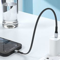 DUDAO Kabel, ploski kabel, kratek za iPhone USB-C - Lightning L10P PD 20W 23cm črn