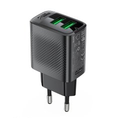 AceFast Mrežni polnilnik A86 2x USB-A 12 W – črn