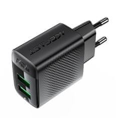 AceFast Mrežni polnilnik A86 2x USB-A 12 W – črn
