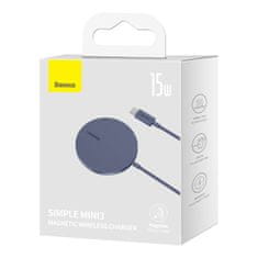 BASEUS Magnetni indukcijski polnilnik Simple Mini3 MagSafe Qi 15W vijoličen