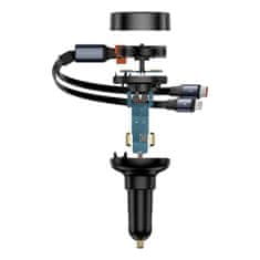 BASEUS Avtomobilski polnilnik z USB-C in zložljivim kablom USB-C iPhone 60W črn