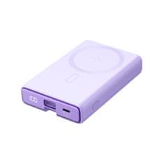 Joyroom Magnetni powerbank 10000 mAh 20 W s podstavkom + kabel Lightning – USB-C vijoličen