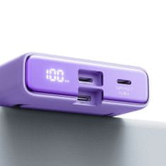Joyroom Magnetni powerbank 10000 mAh 20 W s podstavkom + kabel Lightning – USB-C vijoličen