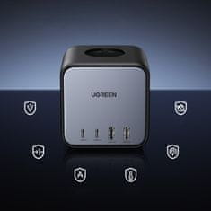 Ugreen Polnilnik z napajalno letvijo AC 240V GaN 2x USB-C 2x USB-A 3x AC 240V - črn