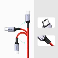Ugreen Kabel USB-C - USB-C 2.0 3A, rdeč