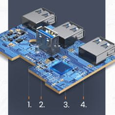 Ugreen 4v1 HUB adapter razdelilnik USB-A/C na 4x USB 3.0 5Gb/s 1m črn