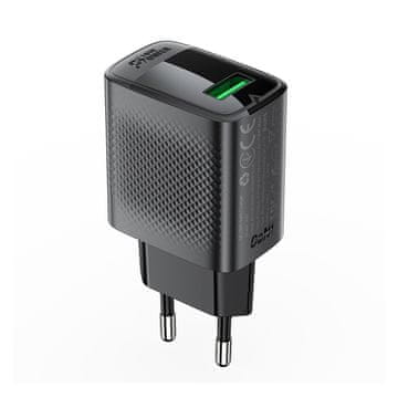AceFast Mrežni polnilnik A90 GaN USB-A QC 18W - črn