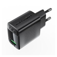 AceFast Mrežni polnilnik A90 GaN USB-A QC 18W - črn