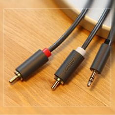 Ugreen Avdio kabel 3,5 mm mini jack (moški) - 2RCA (moški) 1 m - siv