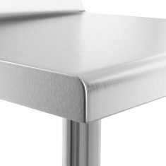 Royal Catering Delovni pult iz nerjavečega jekla, pritrjen na steno, z robom in polico, 90 x 60 cm