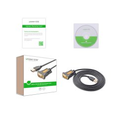 Ugreen Prehodni adapter kabel USB-A - DB9 RS-232 1,5 m siv