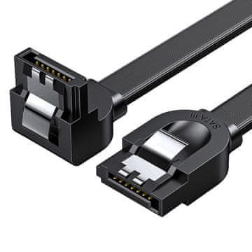 Ugreen Ploščati kotni kabel SATA 1.0-3.0 do 5 Gb/s, 0,5 m – črn